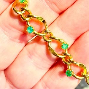 VTG BOHO peridot & gold chain bracelet 💎